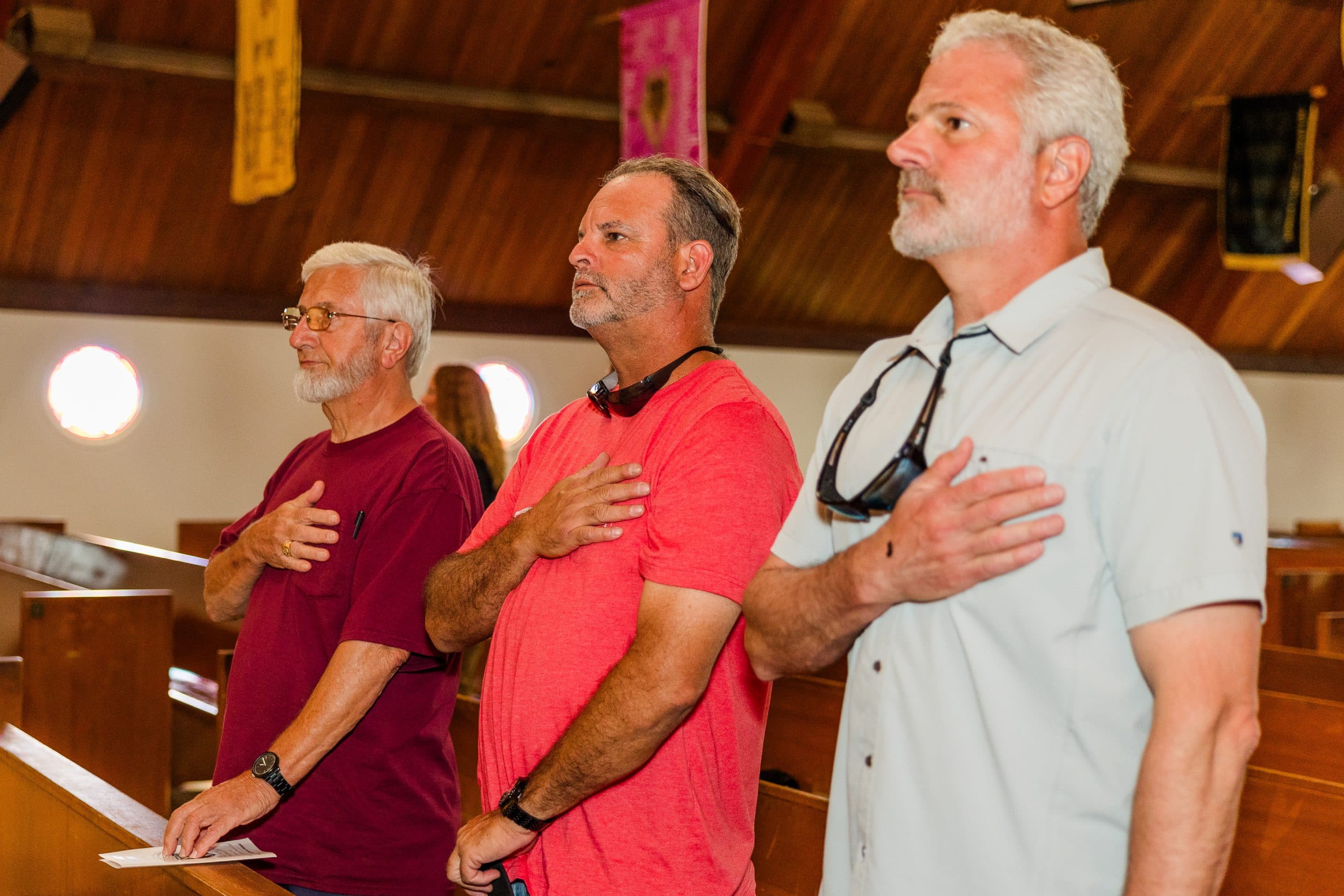 Alumni honoring fallen brothers in the Academy's chapel.